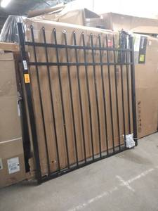 lot 11946 image: black metal fence piece with hardware 59w x 5 ft tall