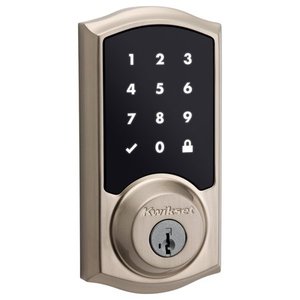 lot 11952 image: Kwikset SmartCode 916 Series Zigbee Touchscreen Deadbolt, Satin Nickel (99160-008)