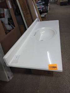 lot 11994 image: white vanity sink 61 long x 22 and half inches deep