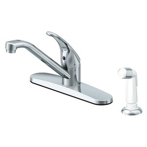 lot 16867 image: Project Source Chrome 1-Handle Low-Arc Kitchen Faucet with Side Spray