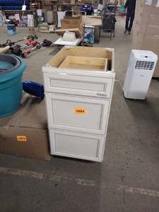 lot 16884 image: white base cabinet with trim 18 inch