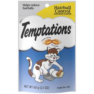 lot 29914 image: Temptations Cat Treats - Hair Ball Control Chicken (2.1 oz)