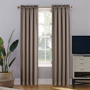 lot 47964 image: 95x52 Oslo Theater Grade Extreme Blackout Rod Pocket Curtain Panel Taupe - Sun Zero Pair