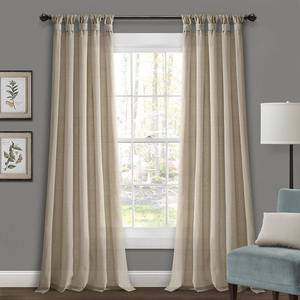 lot 47972 image: Burlap 45 x 84 Knotted Tab Top Curtain Set Pair