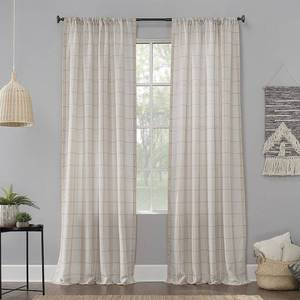 lot 47977 image: Castille 54 x 84 Farmhouse Plaid Semi-Sheer Curtain Panel