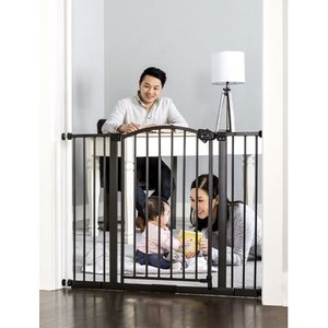 lot 88047 image: Regalo Extra Wide Easy Step� Arched D�cor Walk Thru Baby Gate, Pressure Mount Kit and 4 Pack Wall Mount Kit, Bronze