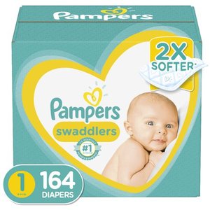 lot 95016 image: Pampers Swaddlers Soft and Absorbent Newborn Diapers, Size 1, 164 Ct