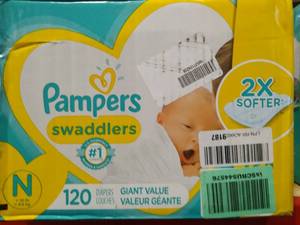 lot 95018 image: Pampers Swaddlers Disposable Diapers Giant Pack - Newborn (120ct)