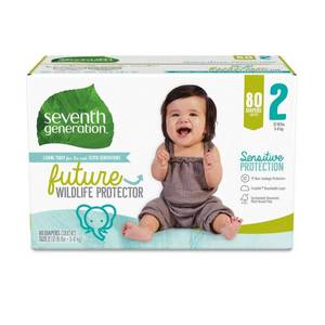lot 95019 image: Seventh Generation Sensitive Protection Diapers Super Pack - Size 2 - 80ct