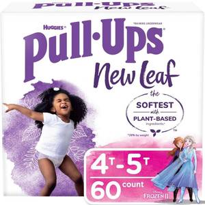 lot 95021 image: Huggies Pull Ups New Leaf Girls Training Pants - Size 4T-5T - 60ct