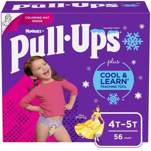 lot 95026 image: Huggies Pull-Ups Girls Cool & Learn Training Pants - Size 4T-5T (56ct)
