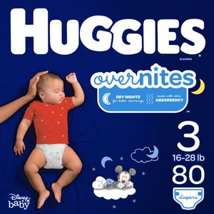 lot 95031 image: HUGGIES OverNites Diapers, Size 3, 80 Count
