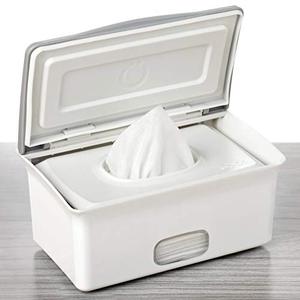 lot 96331 image: Ubbi Baby Wipes Dispenser  Baby Wipes Case  Baby Wipes Holder with Weighted Plate, Keeps Wipes Fresh and Non-Slip Rubber Feet, Gray