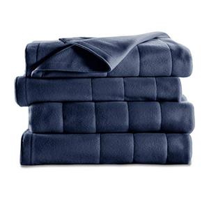 lot 96333 image: Sunbeam Heated Blanket  10 Heat Settings, Quilted Fleece, Newport Blue, Twin - BSF9GTS-R595-13A00