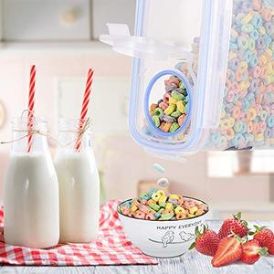 lot 96334 image: EXTRA LARGE Cereal Container, EAGMAK Airtight Dry Food Storage Containers, BPA Free Kitchen Pantry Cereal Storage Container Great for Flour, Snacks, Nuts & More (Set of 4, 213oz & 135oz)