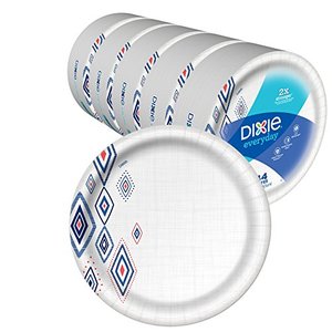 lot 96337 image: Dixie Everyday Paper Plates,10 116 Dinner Size Printed Disposable Plate, Amazon Exclusive Design, 220 Count (5 Packs of 44 Plates)