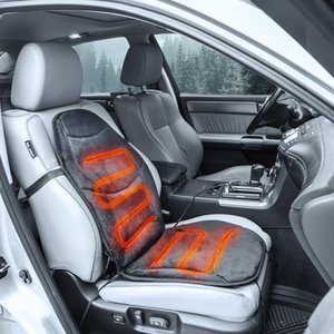lot 96341 image: Wagan Soft Velour 12V Heated Seat Cushion - Gray, Black