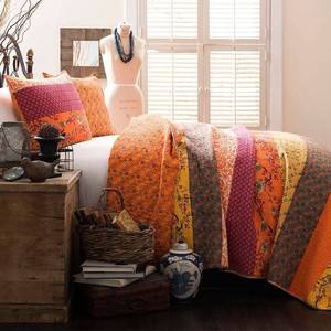 lot 96349 image: 3pc FullQueen Royal Empire Quilt Set Tangerine - Lush Decor