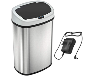 lot 88054 image: Sensor Can - 13 Gallon Stainless Steel Oval Sensor Trash Can with AC Adapter