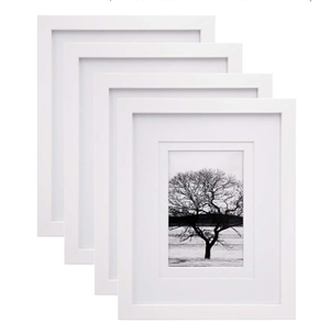 lot 88055 image: Egofine Set of Four 8 x 10 Picture Frames with Border Insert - Oak Color Frame