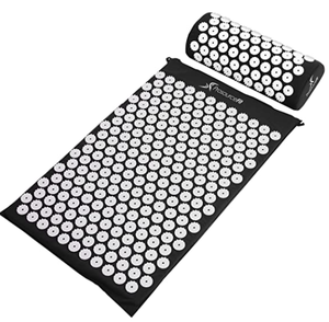 lot 96328 image: ProsourceFit Acupressure Mat and Pillow Set for BackNeck Pain Relief and Muscle Relaxation, Black