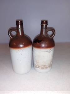 lot 4972 image: Lot Of 2 Glass Moonshine Jugs