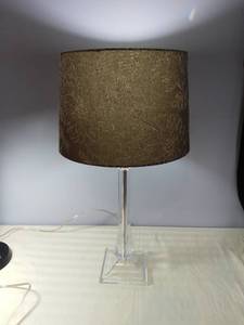 lot 4986 image: Nice Lucite Lamp With Grey Shade