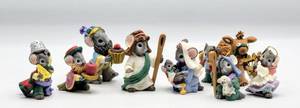 lot 7006 image: Complete Set of 9 MouseKins Nativity Figurines with Original Box