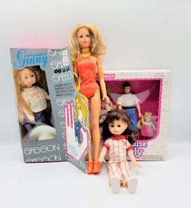 lot 7036 image: Vintage Horsman Doll House Family (in box), Vogue Doll Ginny Sasson (waccessories), 1977 IDEAL Tuesday Taylor Doll
