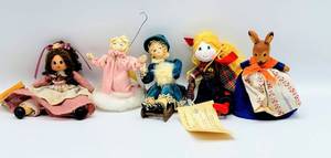lot 7067 image: (5) Folk Art  Artisan Dolls - German Wooden Handcarved Bunny, Prairie Doll, Kitty Carson Doll Factory  more