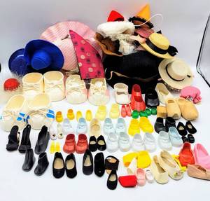 lot 7069 image: Huge lot of Vintage Doll Shoes  Hats