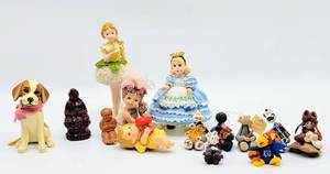 lot 7074 image: (14) Piece Lot - Variety of Figurines including Miniature Clay Figures - KU Jayhawk clay figure
