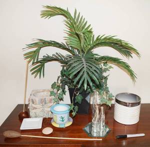 lot 5100 image: Lot of Nice Home Decor - Dragonfly, Nice Faux Greenery, Pottery and More