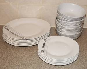 lot 5109 image: Dinnerware - Set of 6 Dinner Plates, Salad Plates and Bowls - High Style