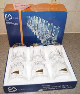 lot 5110 image: Set of 6 CALP Royal Rock Italian Lead Crystal Glasses - In Original Box