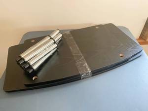 lot 5177 image: TV Stand - Black Base and Silver Legs, 3 levels - Easily Assembled