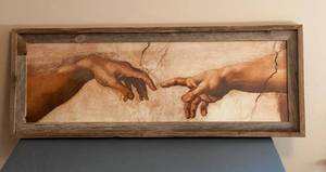 lot 5180 image: Michelangelos Creation of Adam - Large Framed Print - Over 3 feet wide