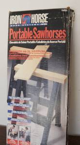 lot 5287 image: Paire of 2 Portable Sawhorses - New in Original Box By Iron Horse - supports up to 1000 lbs.