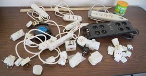 lot 5010 image: Lot of European Power Cords, Adapters. Extensions, Power Strips and More