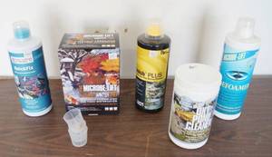 lot 5024 image: Outdoor Pond Chemicals - Most are completely full Very expensive items