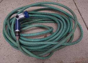 lot 5225 image: Long Garden Hose with Sprayer