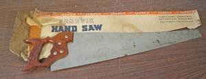 lot 5073 image: Vintage Sandvik Hand Saw No. 278 - Ornate Handle and Blade - Swedish Made - w original packaging