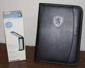 lot 5078 image: Nice Reading Lamp and nice Leather () Writing Portfolio