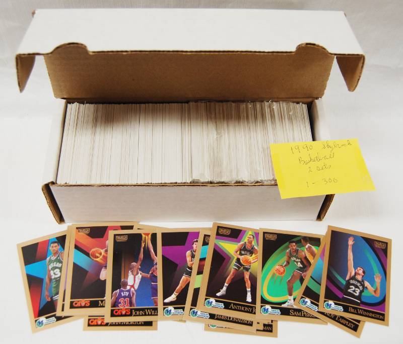lot 94750 image: Lot of Collectible 1990 Basketball Cards, with Box