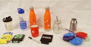 lot 93021 image: Lot of Drinking Tumblers, (2) Orange ones are  Hot & Cold