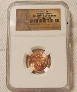 lot 93027 image: 2010 - 1C Union Shield, One Cent Penny