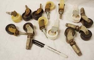 lot 95006 image: Lot of Vintage Rolling Casters - Various Sizes and Styles - at least 2 sets of 4 - see pics