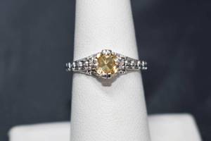 lot 21 image: .68ct 7mm Natural Citrine Sterling Silver Ring