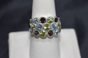 lot 33 image: Sterling Silver and colored stone ring
