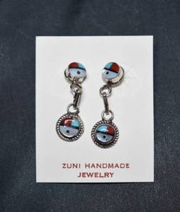 lot 47 image: Navajo Handmade Zuni Sunface Earrings by Emerson Vallo